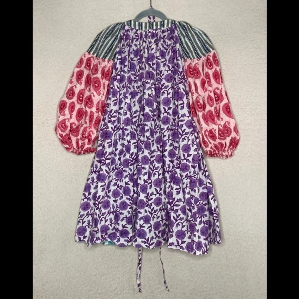 NEW Charina Sarte Floral Dress Women's XS Blue/Purple/Pink Balloon Sleeve Boho - Picture 7 of 14